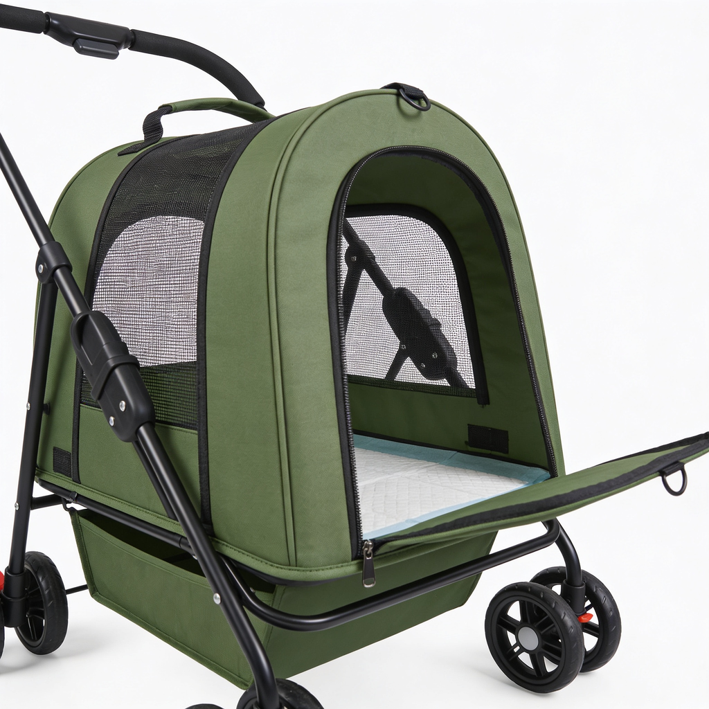 Byrdayden Sac de Transport pour Chat avec Extension Supérieure, Cadre Ultra Stable, Pliable, Tapis d'Urine Imperméable Amovible, Sac de Transport Vert pour Animaux de Compagnie