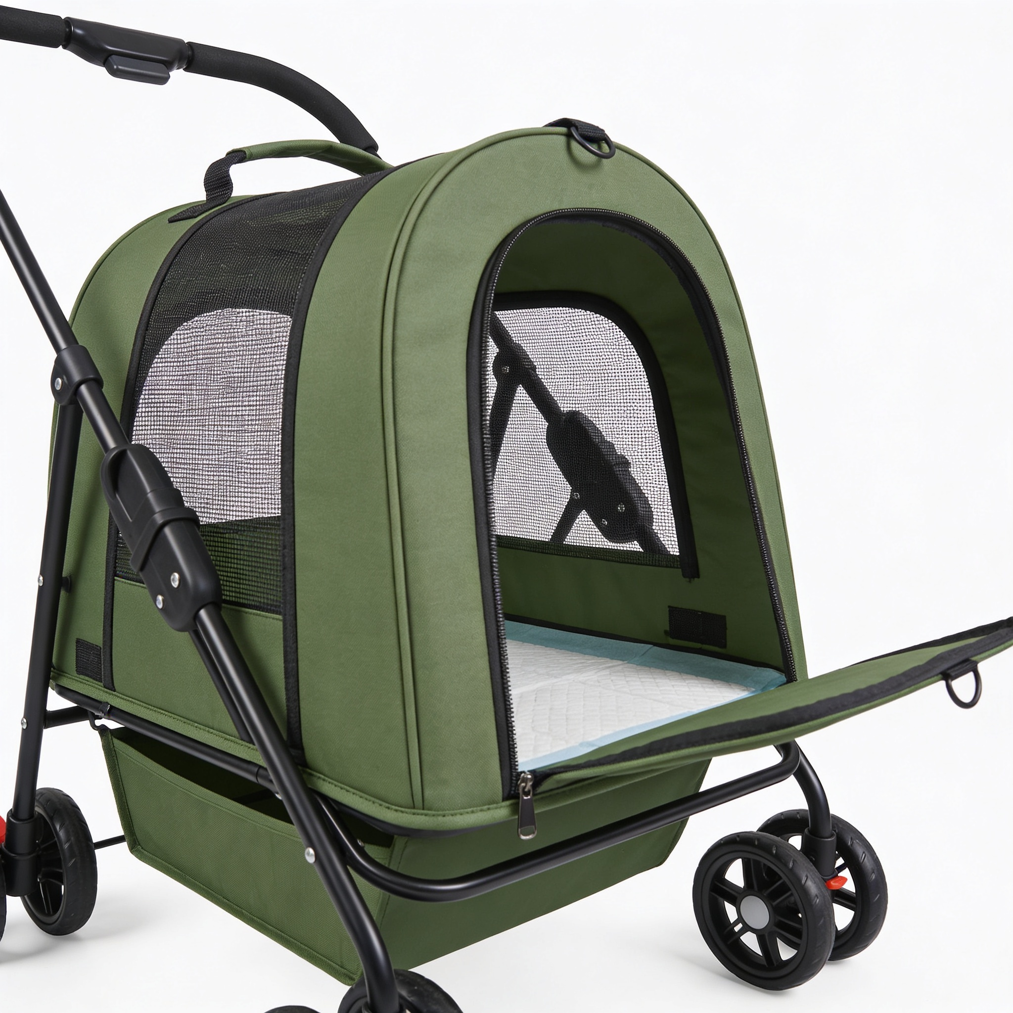 Byrdayden Sac de Transport pour Chat avec Extension Supérieure, Cadre Ultra Stable, Pliable, Tapis d'Urine Imperméable Amovible, Sac de Transport Vert pour Animaux de Compagnie