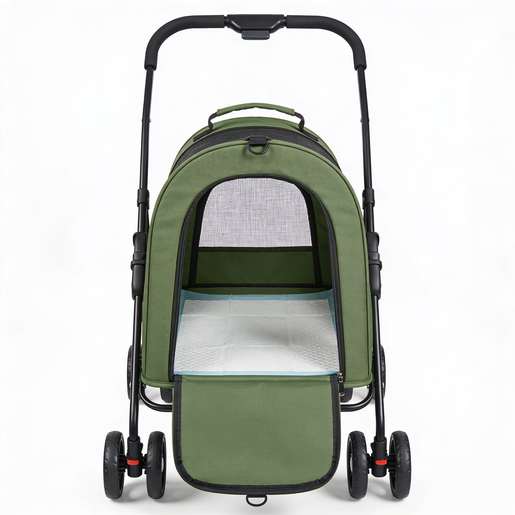 Byrdayden Sac de Transport pour Chat avec Extension Supérieure, Cadre Ultra Stable, Pliable, Tapis d'Urine Imperméable Amovible, Sac de Transport Vert pour Animaux de Compagnie