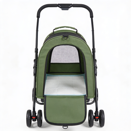 Byrdayden Sac de Transport pour Chat avec Extension Supérieure, Cadre Ultra Stable, Pliable, Tapis d'Urine Imperméable Amovible, Sac de Transport Vert pour Animaux de Compagnie